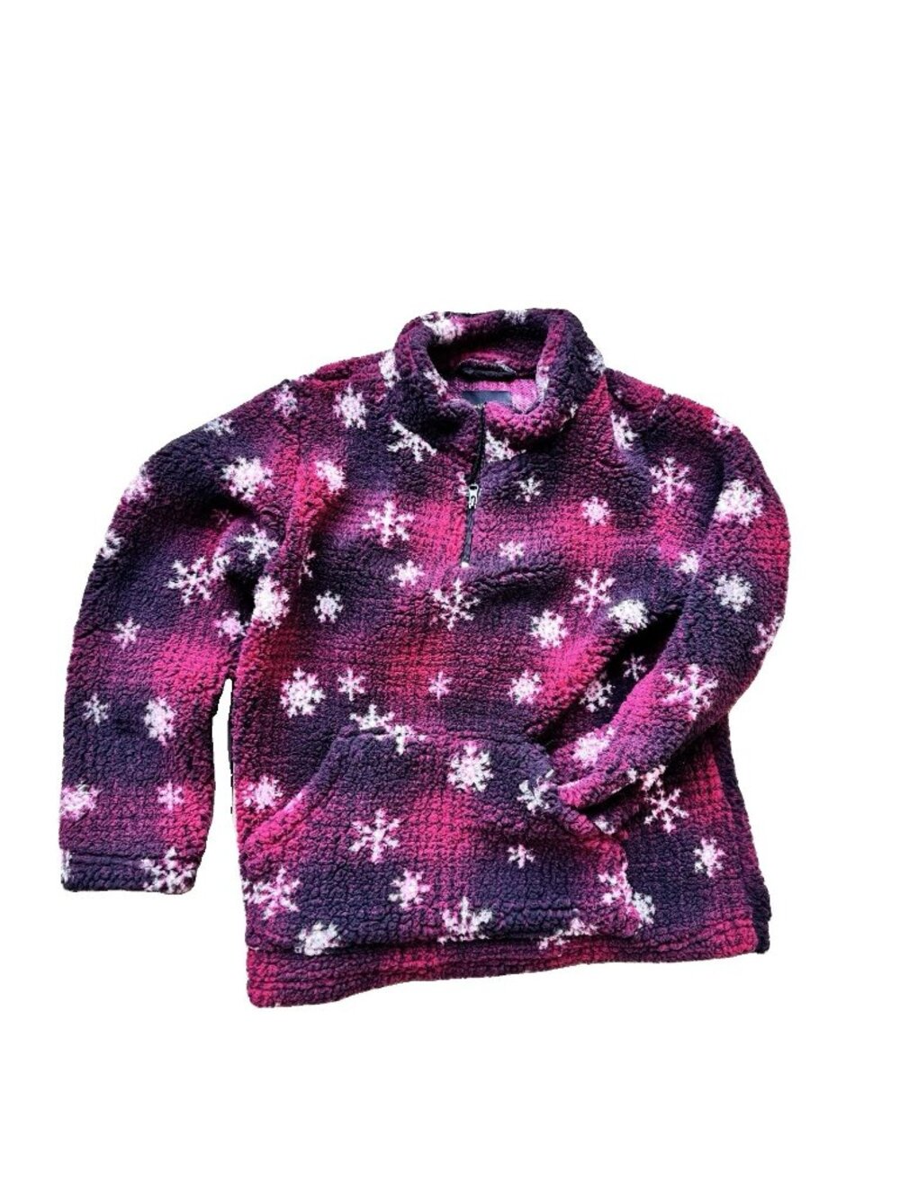 Marissa Olivia Small Red Black Buffalo plaid Checkered Sherpa 1/4 Zip pullover